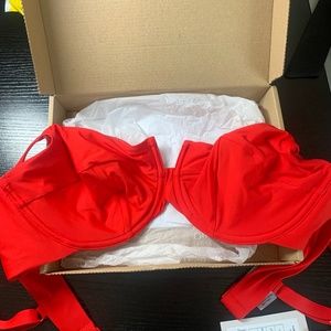 New Bravissimo Red Bikini Top 34E